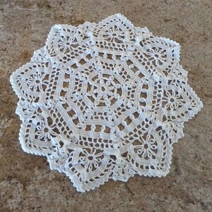 Vintage Cotton Starburst Handmade Crocheted Doily White